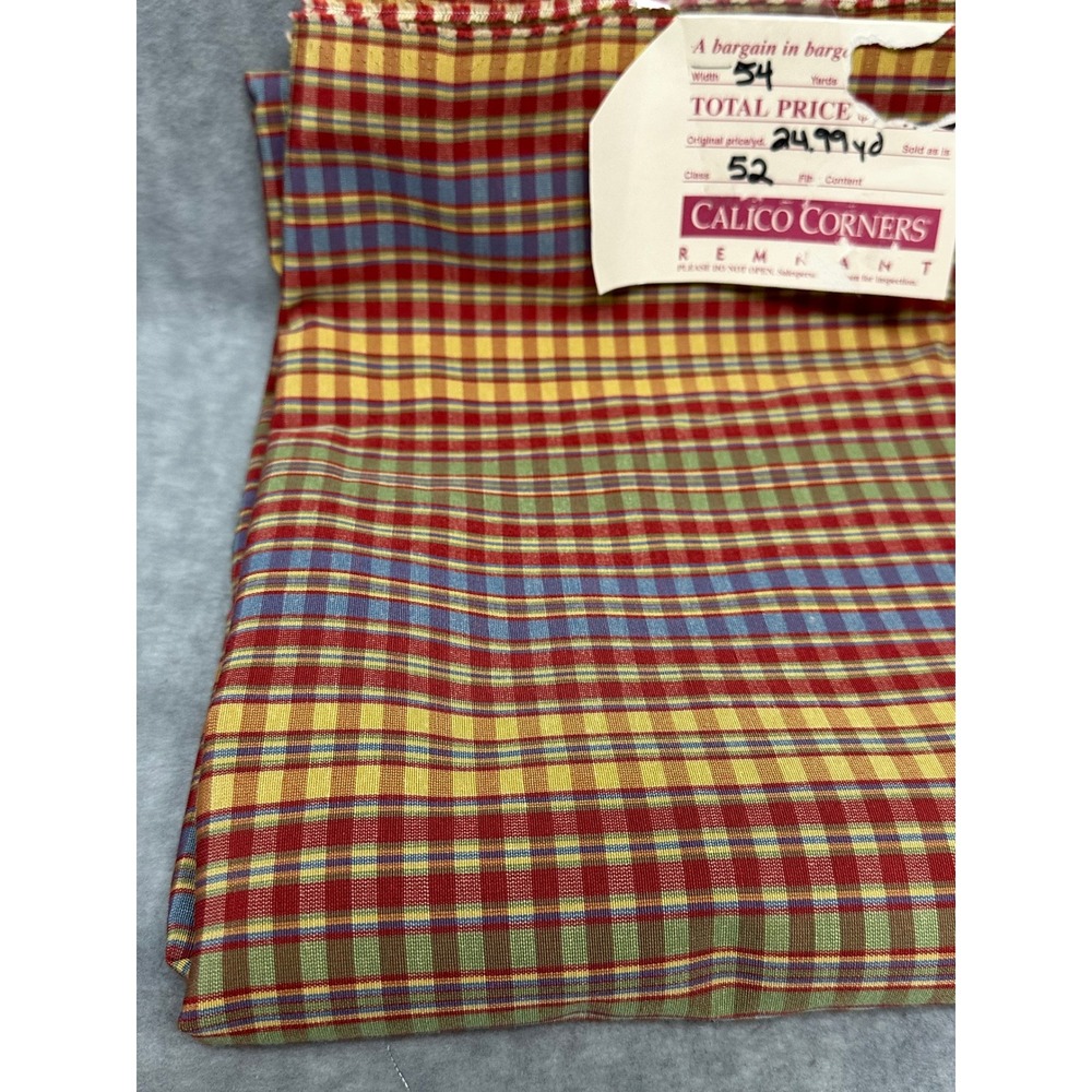 Calico Corners Plaid Fabric Remnant 54" x 104" New Traditional Upholstery - Picture 7 of 9